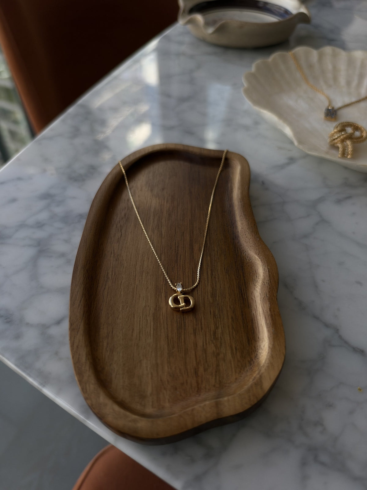 CD pendant with crystal, snake chain
