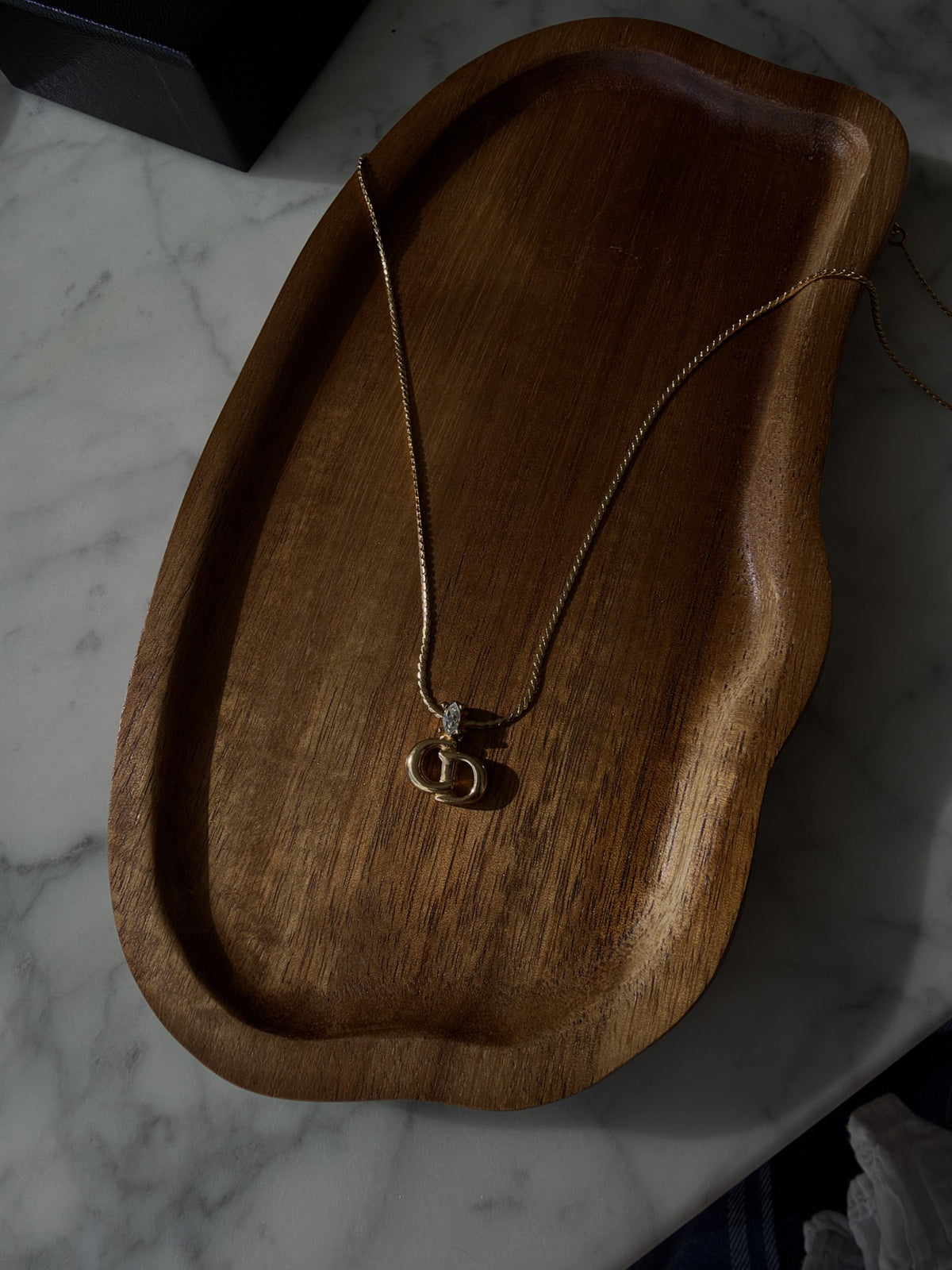 CD pendant with crystal, snake chain