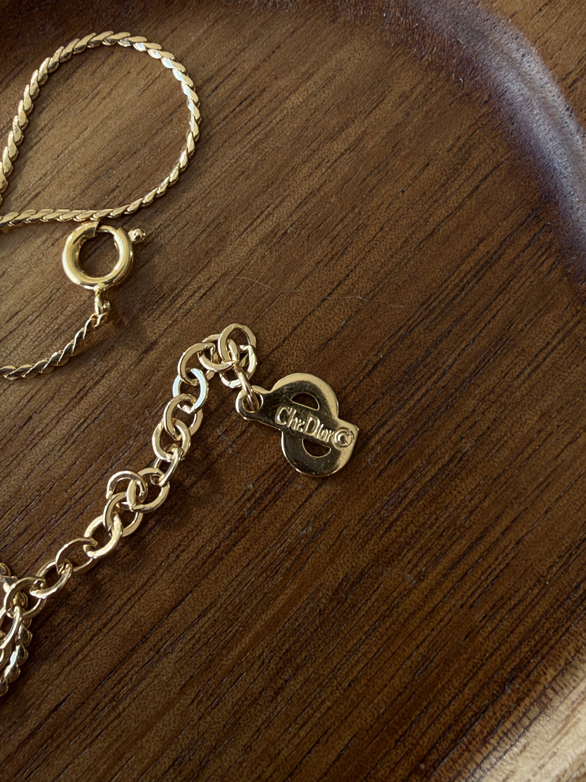 CD pendant with crystal, snake chain