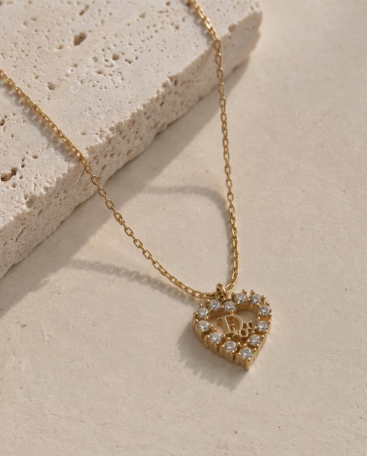 Styled image, AI-generated: the necklace on beige paper