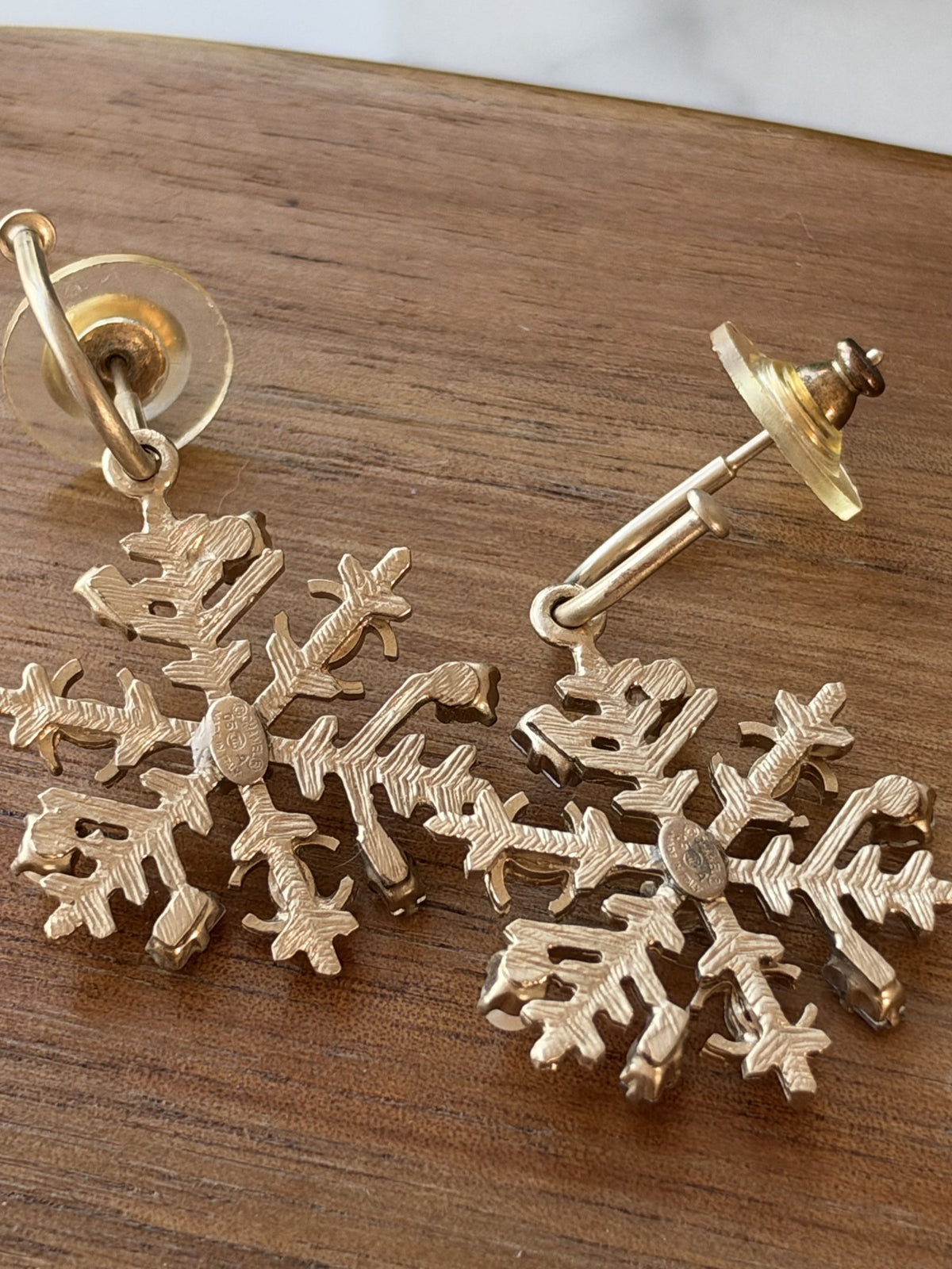 Snowflake drop earrings