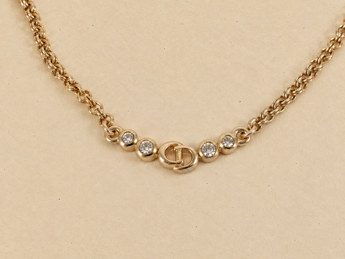 CD chain necklace with crystals