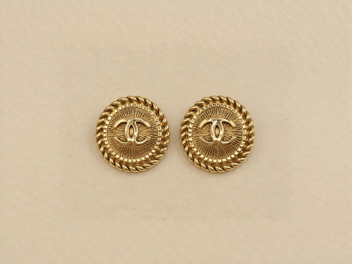 CC button clip earrings