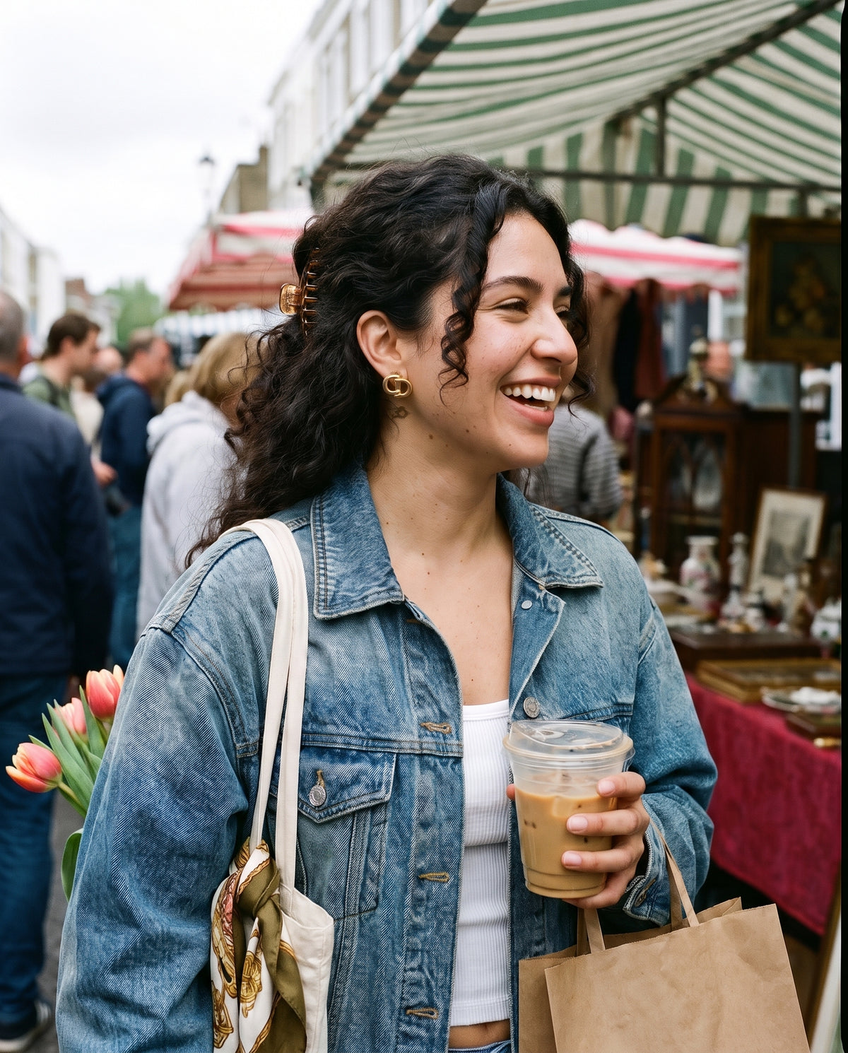 Styled image, AI-generated: worn at Portobello Road market